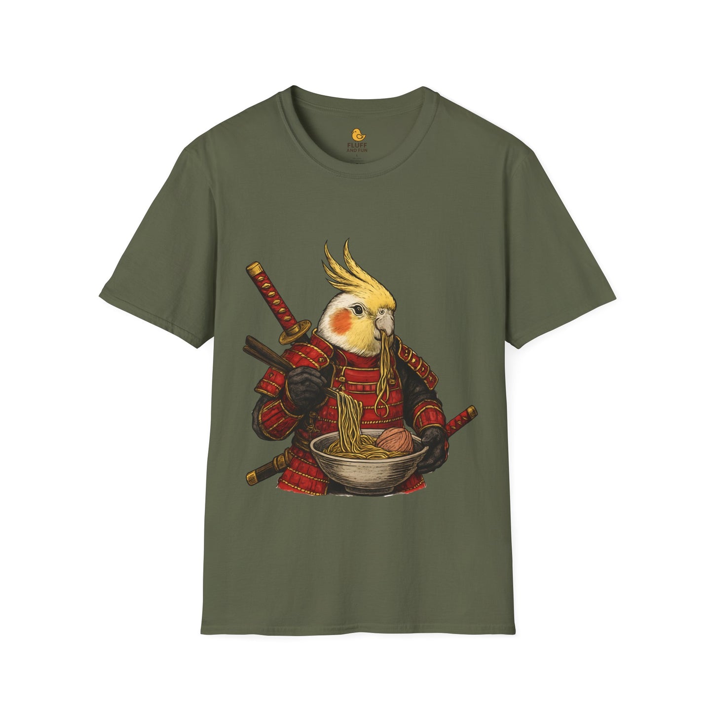 Samurai Cockatiel Eating Ramen