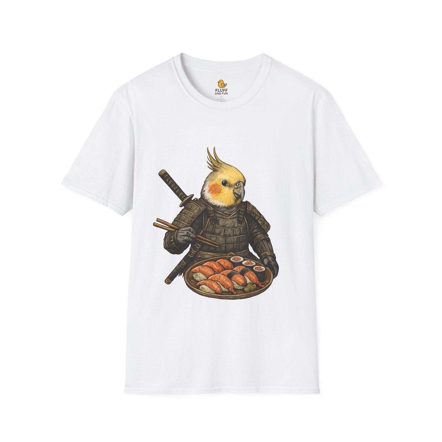 Samurai Cockatiel Eating Sushi
