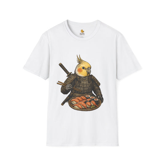 Samurai Cockatiel Eating Sushi