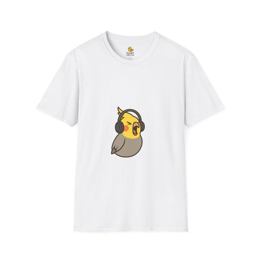 Screaming Cockatiel with Headphones