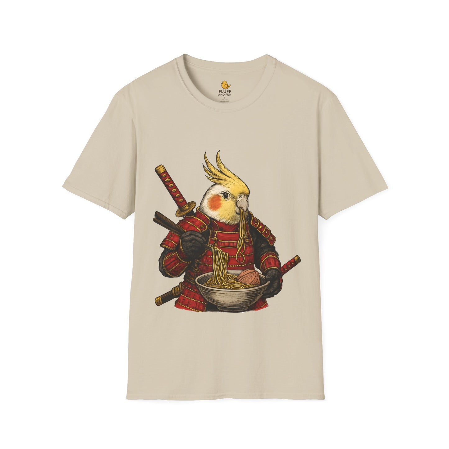 Samurai Cockatiel Eating Ramen