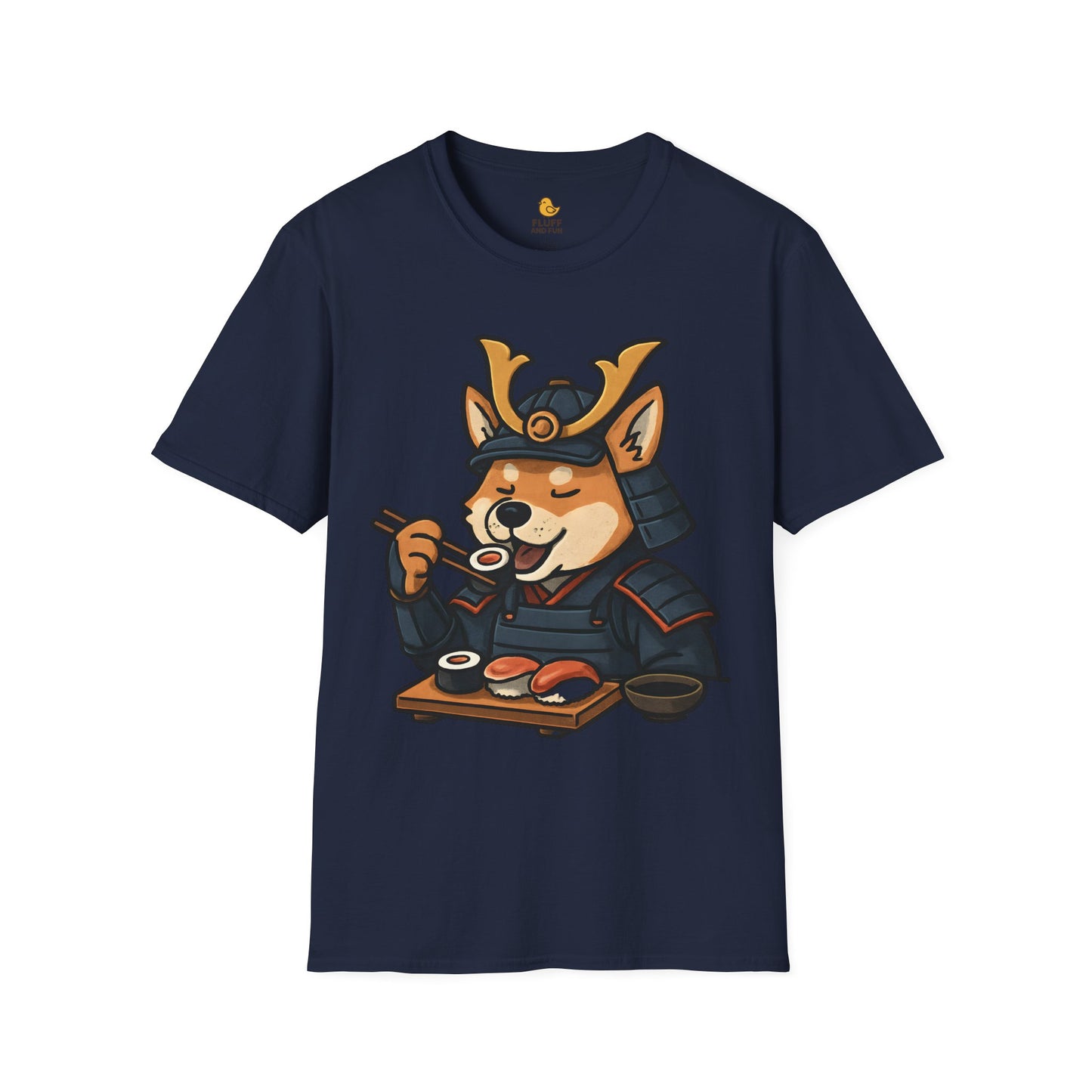 Samurai Dog Eating Sushi