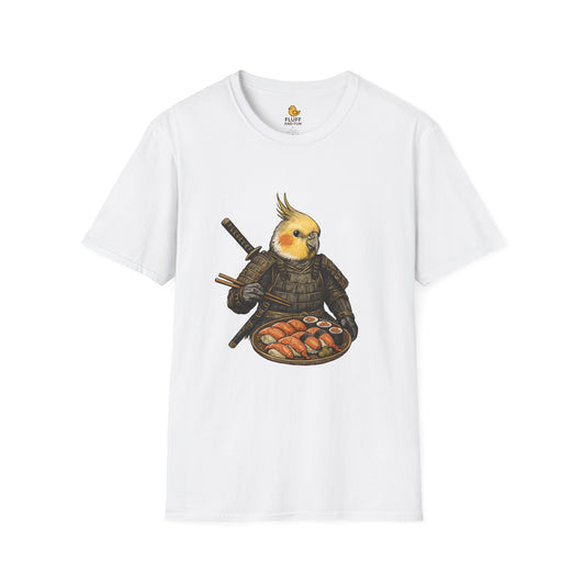 Samurai Cockatiel Eating Sushi