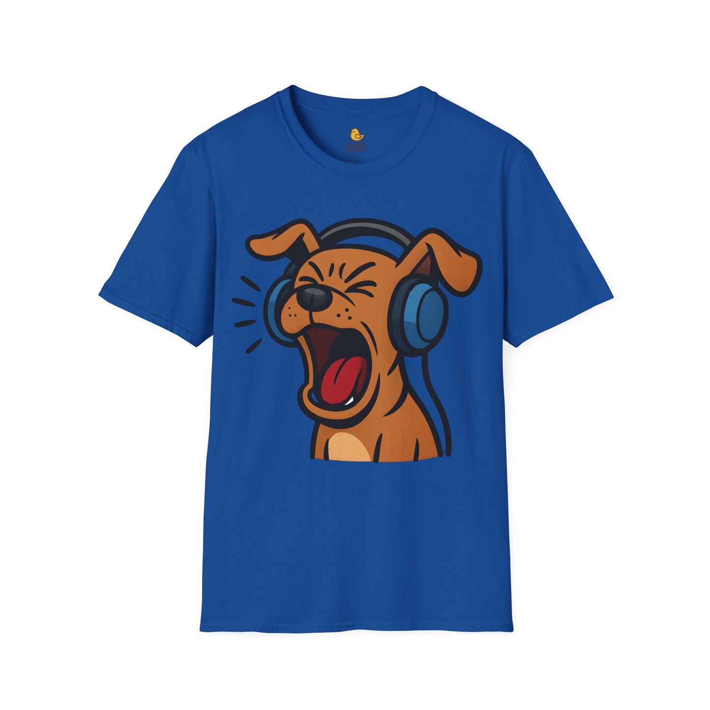 Screaming Dog with Headphones