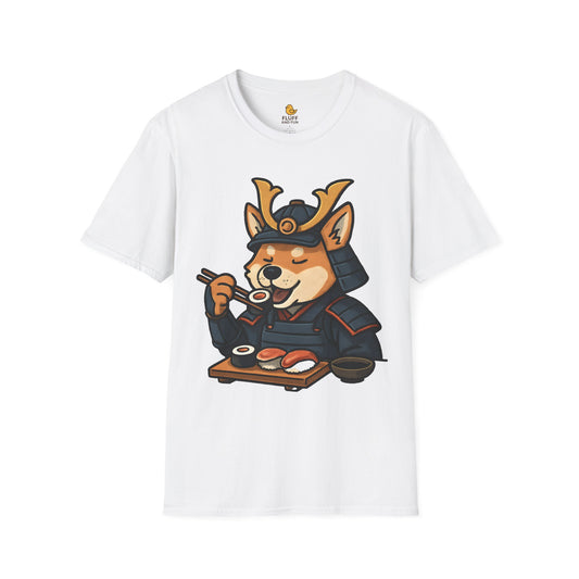 Samurai Dog Eating Sushi