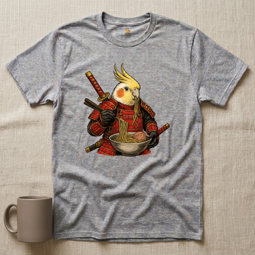 Samurai Cockatiel Eating Ramen