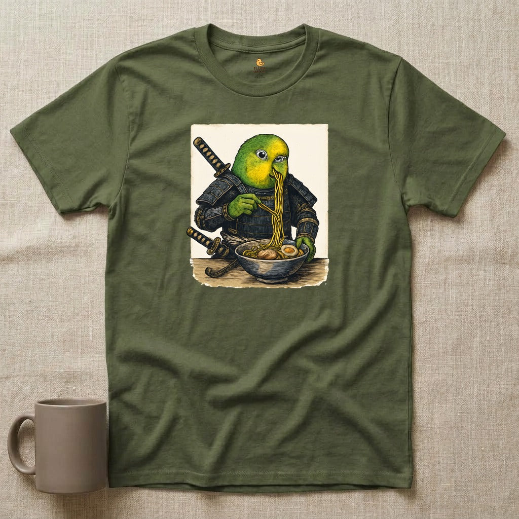 Samurai Conure Eating Ramen