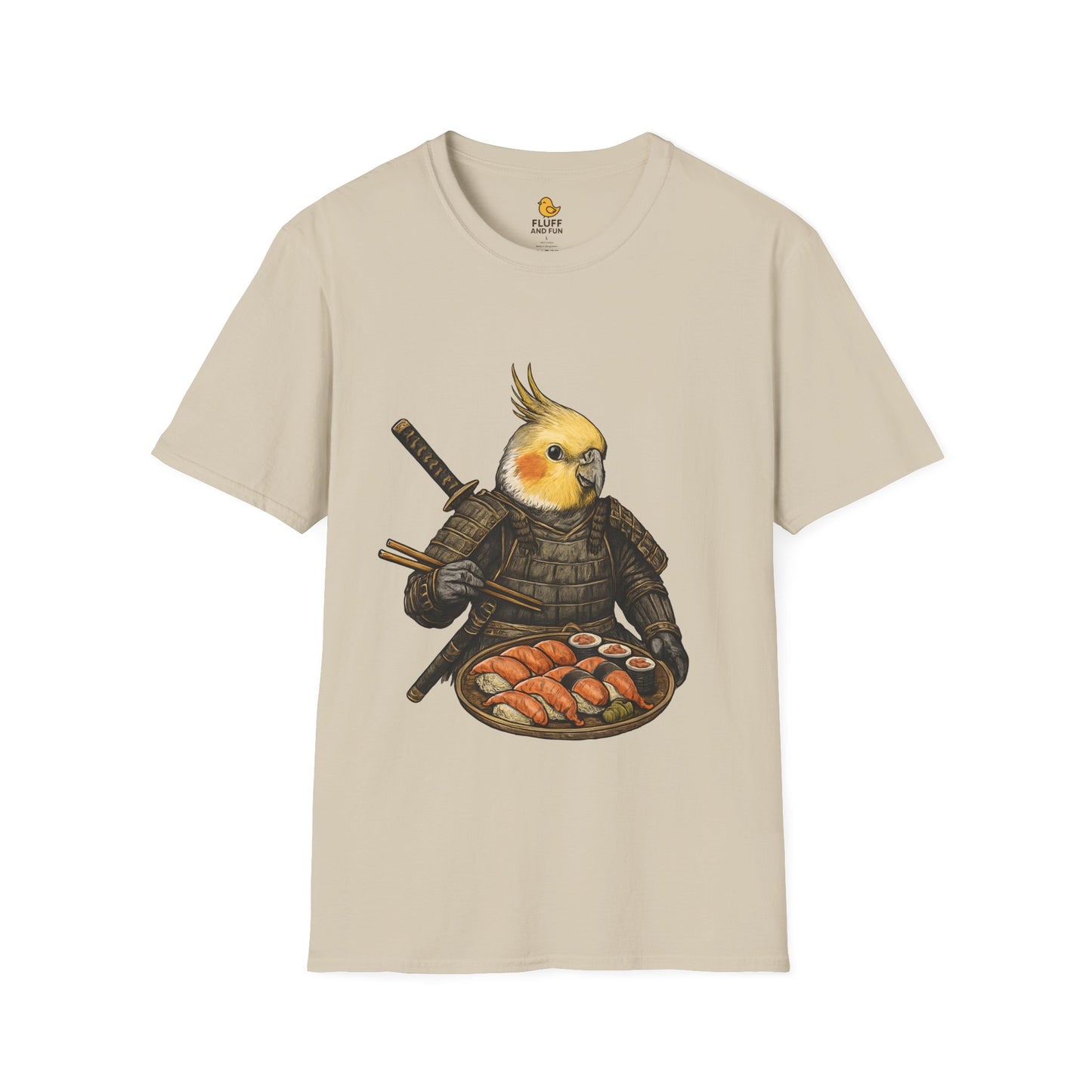 Samurai Cockatiel Eating Sushi