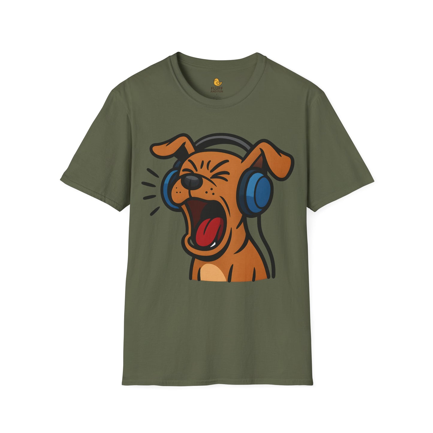 Screaming Dog with Headphones