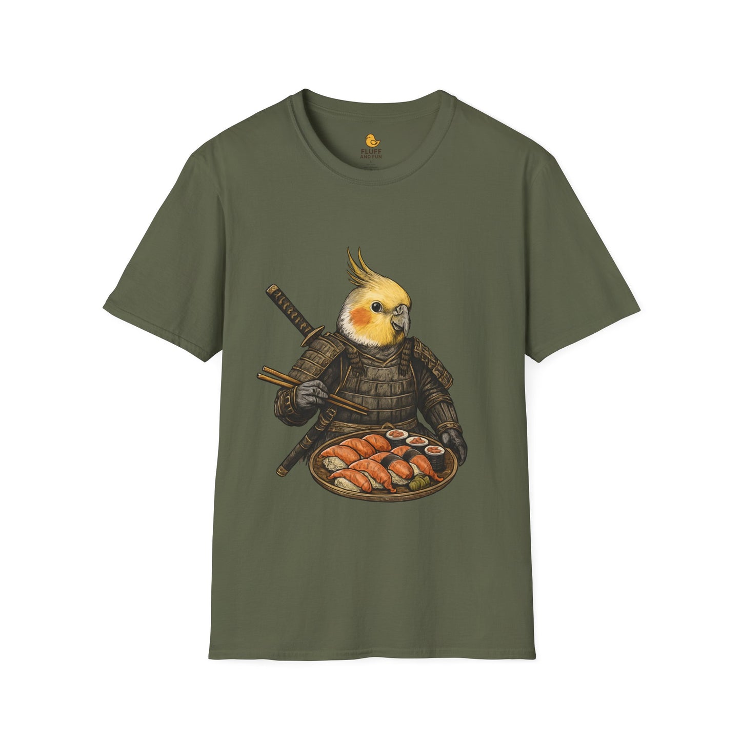 Samurai Cockatiel Eating Sushi