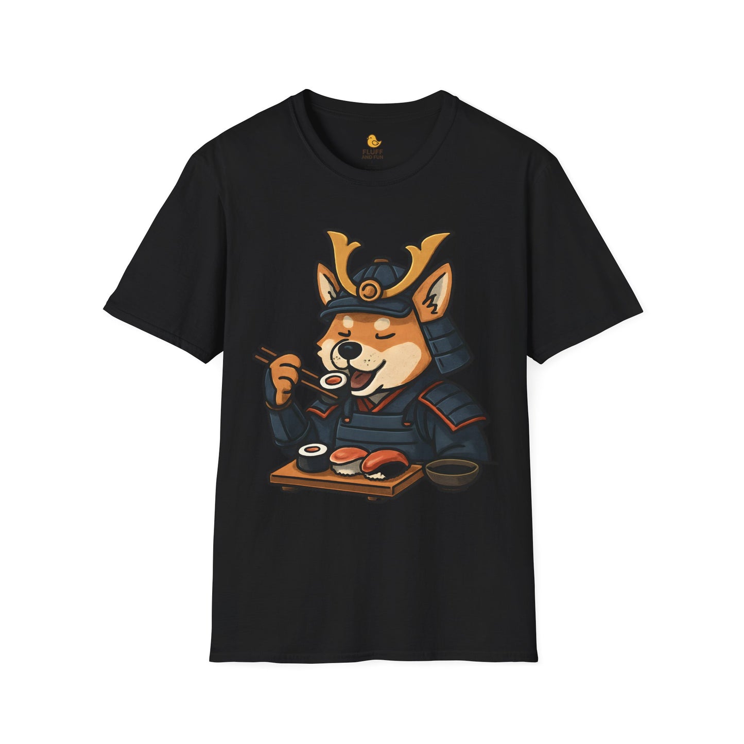 Samurai Dog Eating Sushi