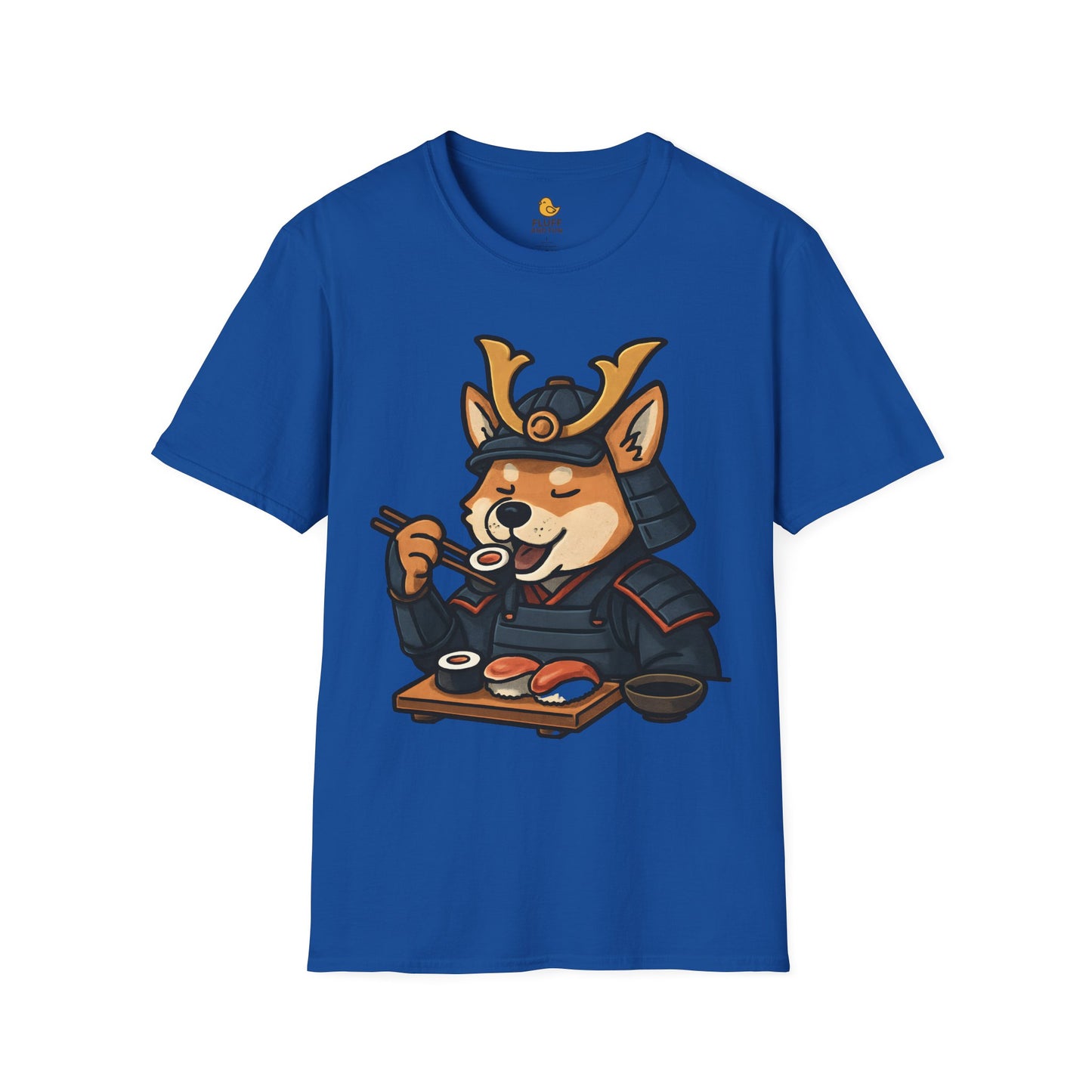 Samurai Dog Eating Sushi