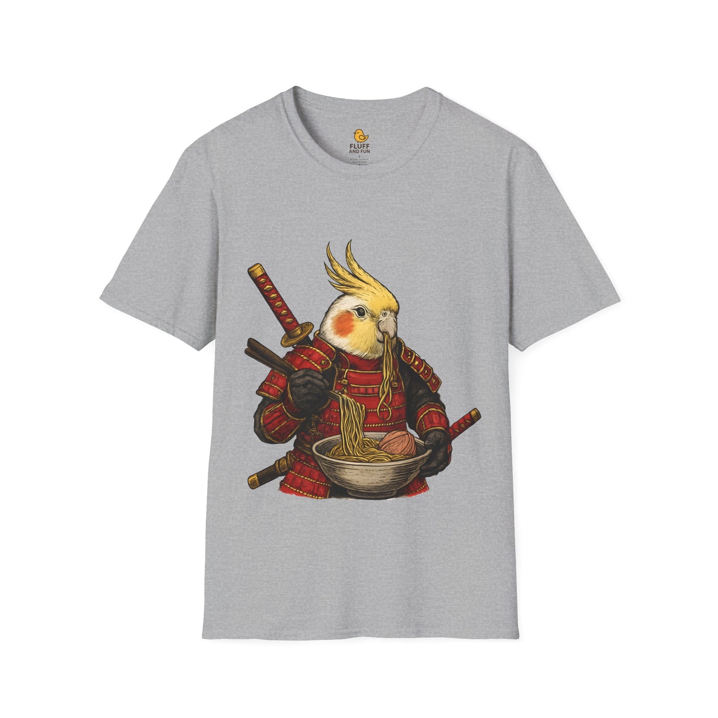 Samurai Cockatiel Eating Ramen