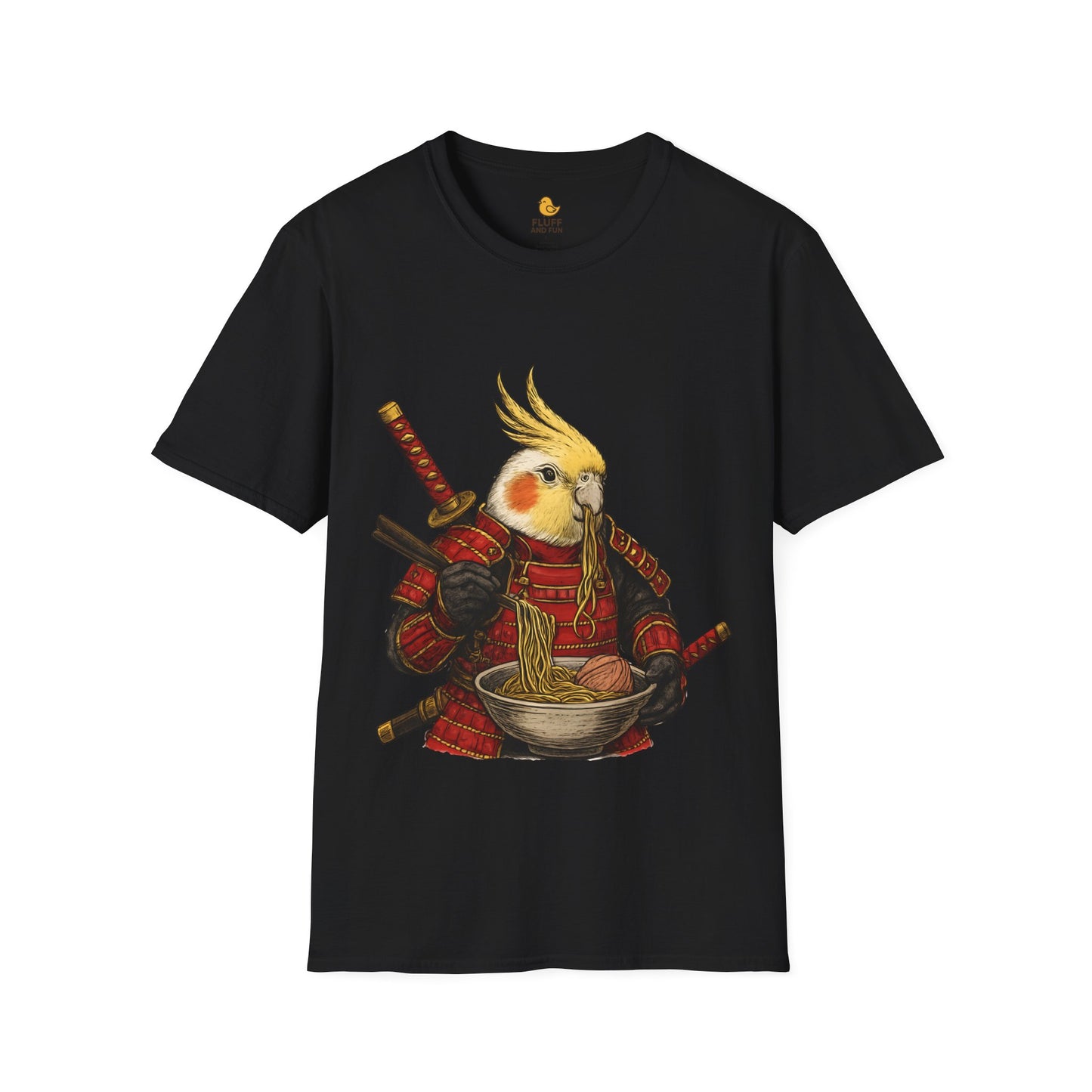 Samurai Cockatiel Eating Ramen