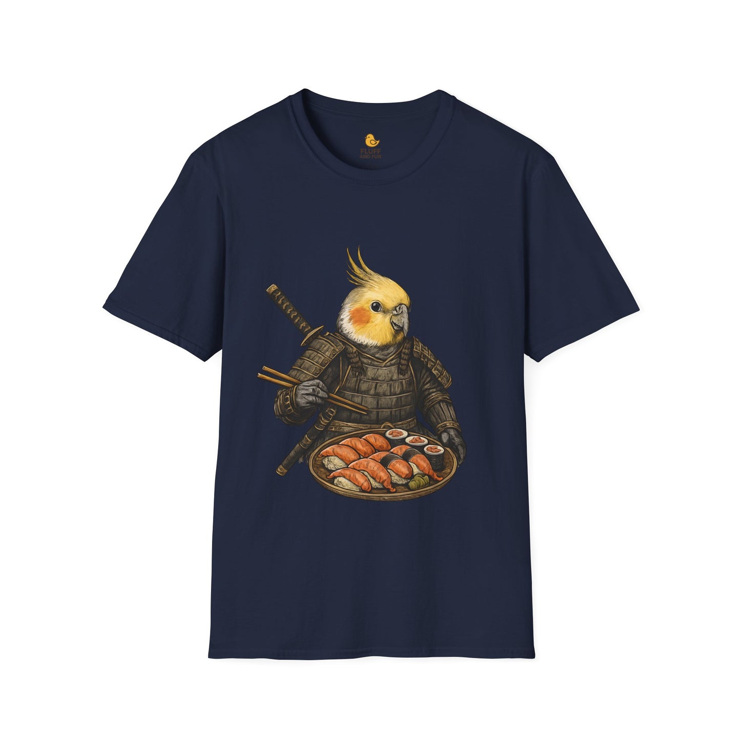 Samurai Cockatiel Eating Sushi