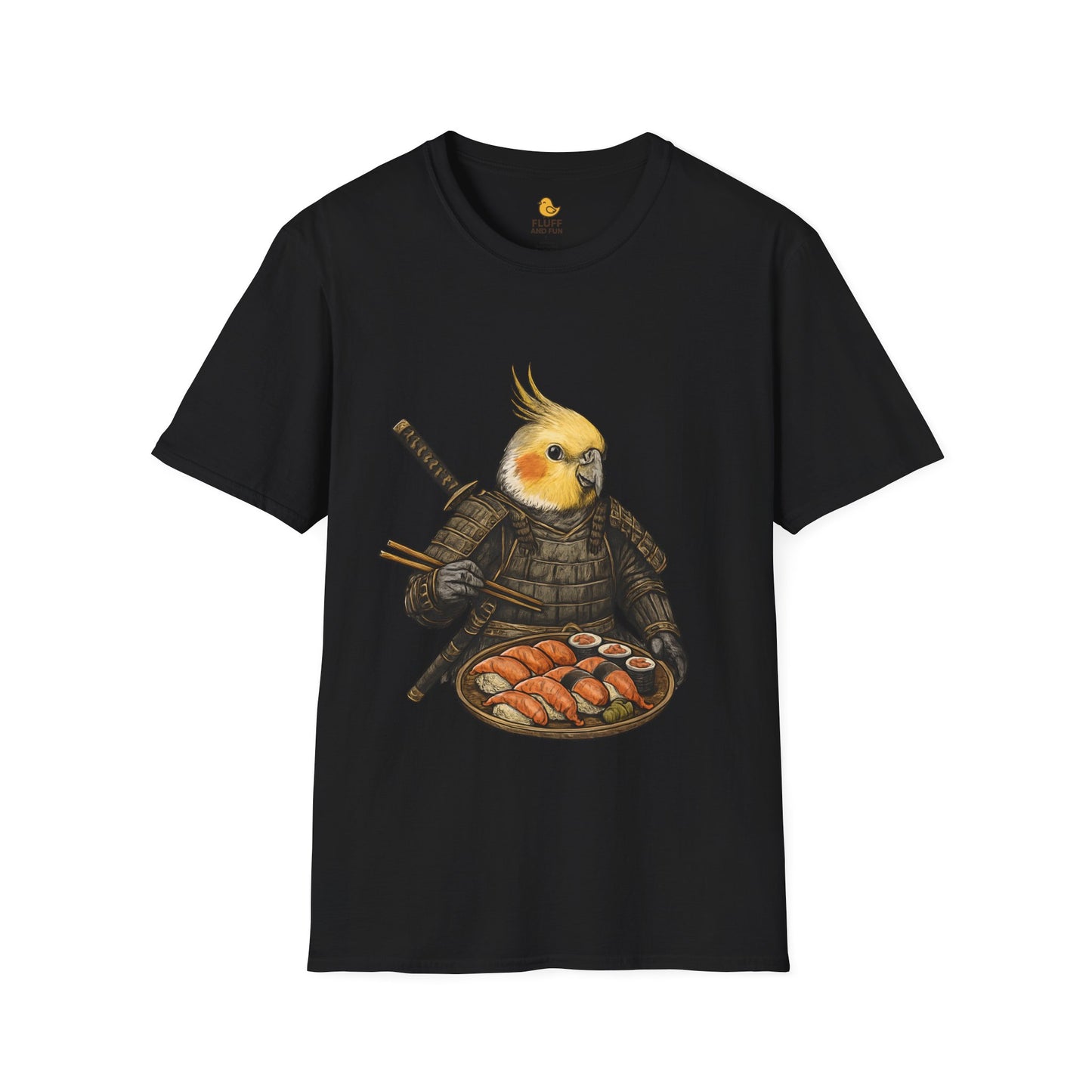 Samurai Cockatiel Eating Sushi