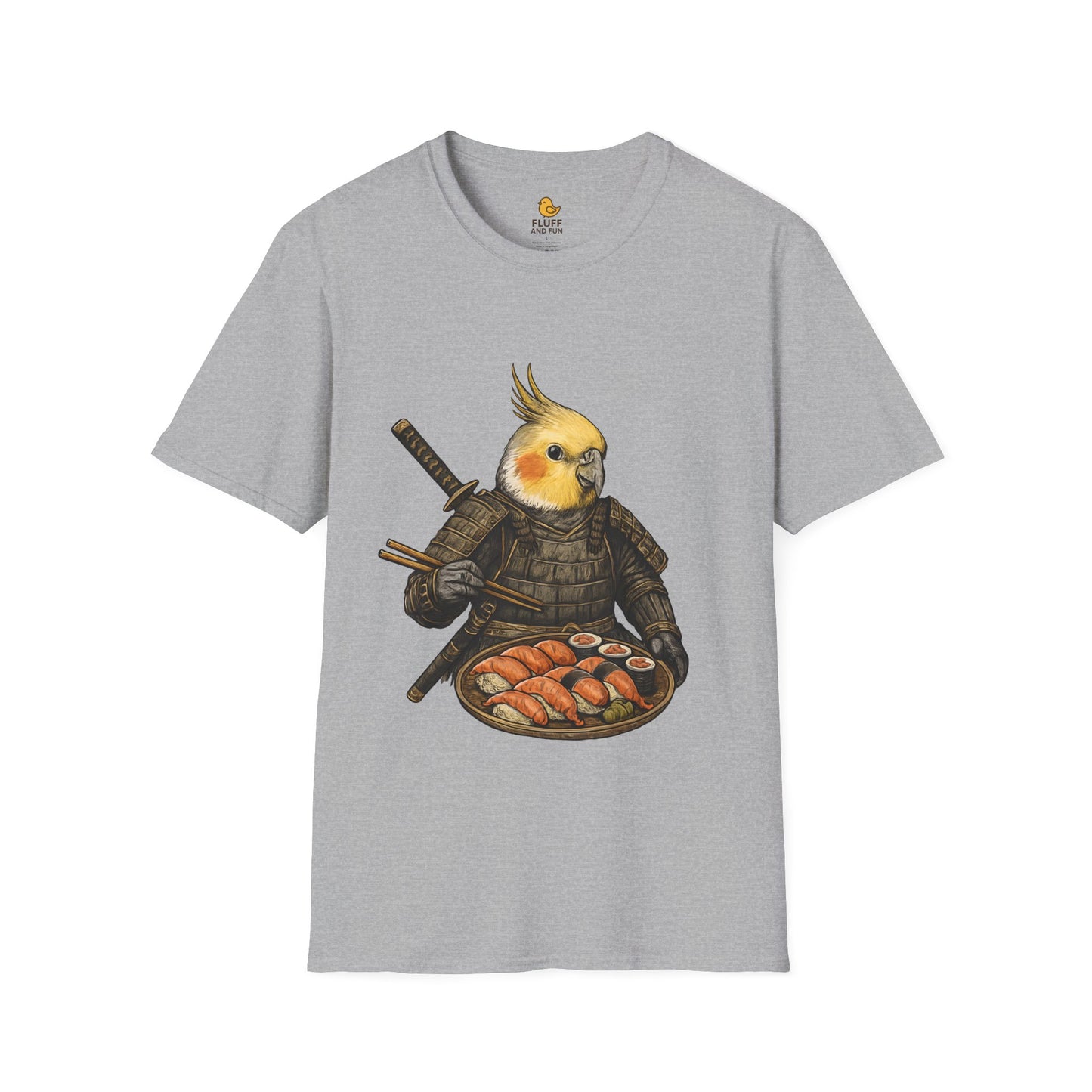 Samurai Cockatiel Eating Sushi