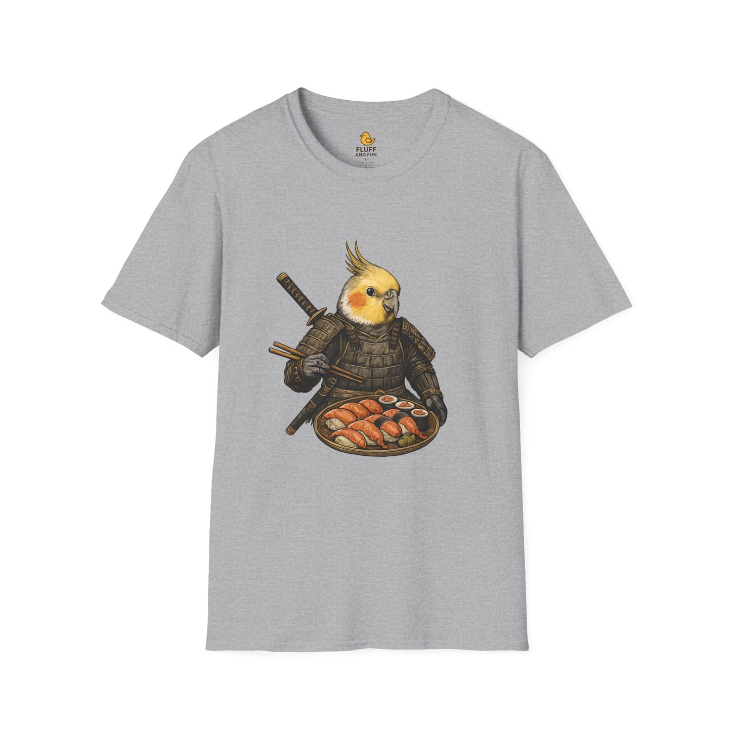 Samurai Cockatiel Eating Sushi