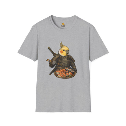 Samurai Cockatiel Eating Sushi
